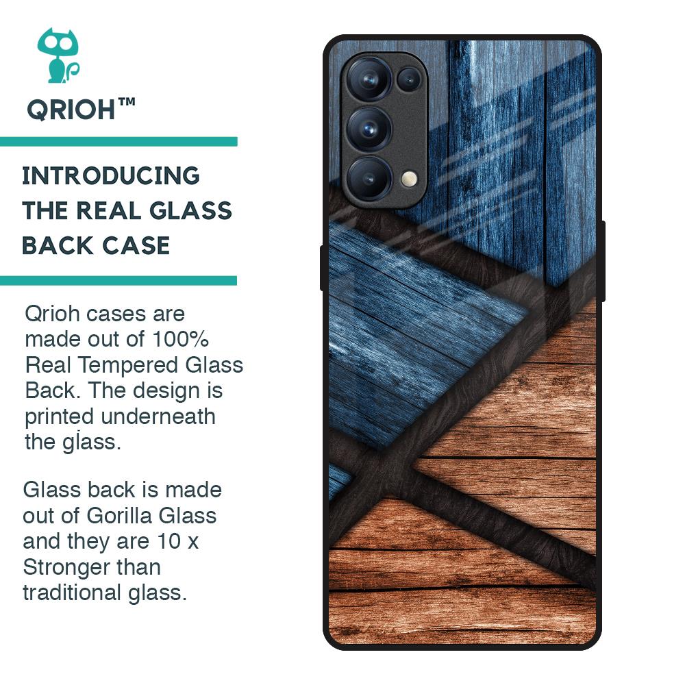 Wooden Tiles Glass Case for Oppo Reno5 Pro