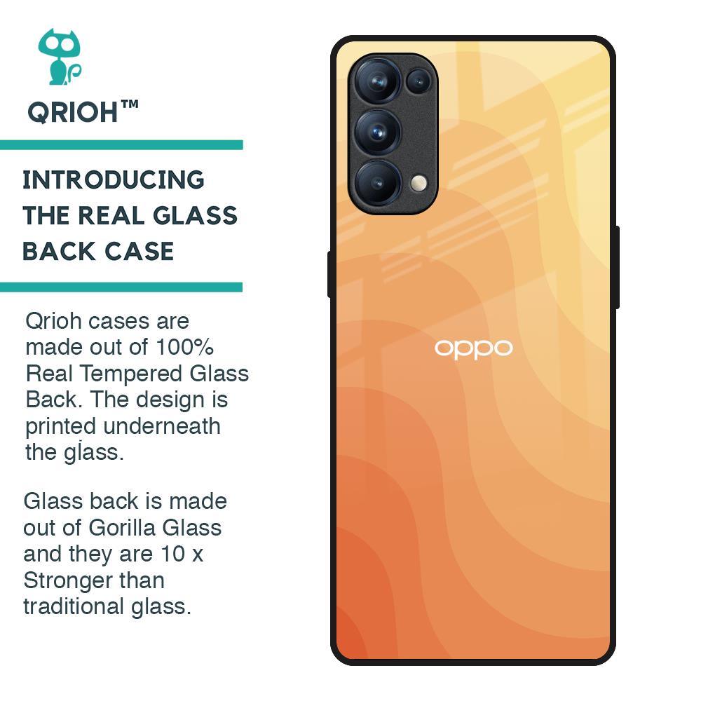 Orange Curve Pattern Glass Case for Oppo Reno5 Pro