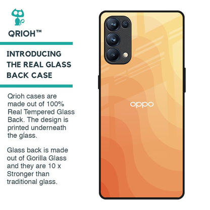 Orange Curve Pattern Glass Case for Oppo Reno5 Pro