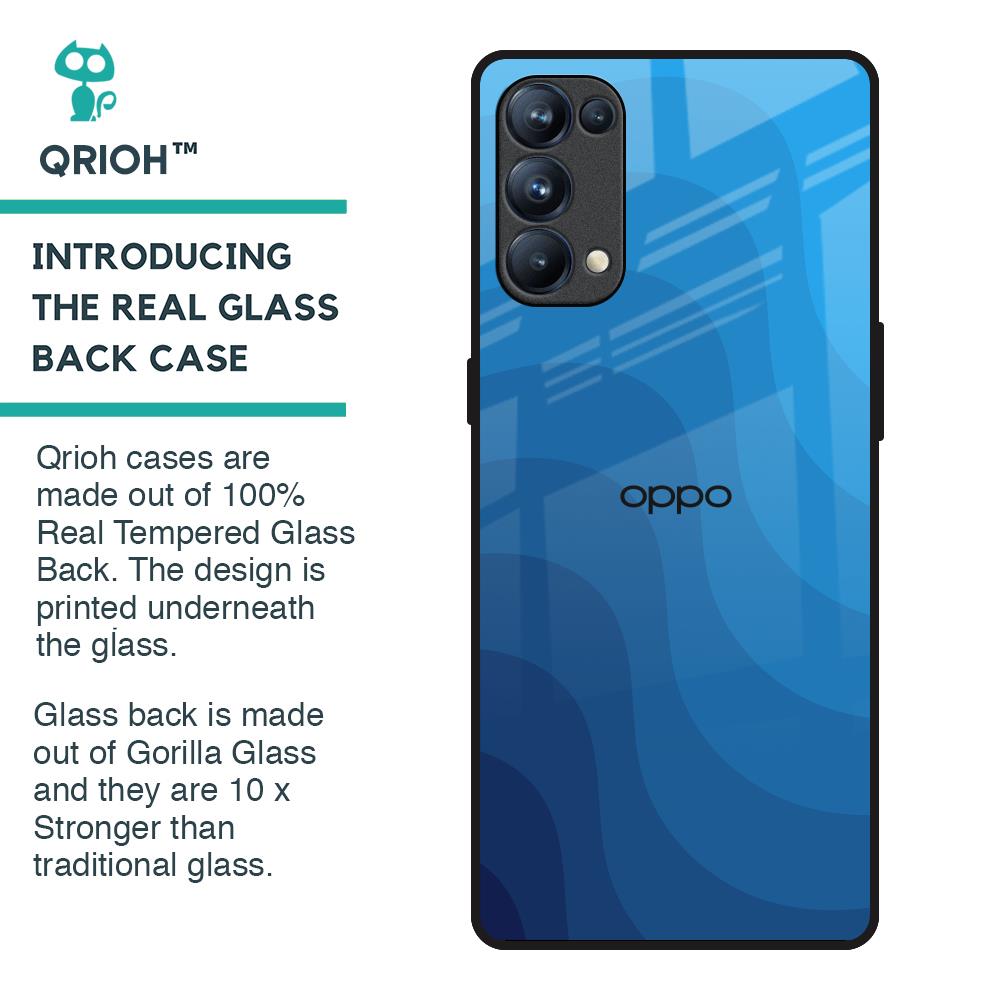 Blue Wave Abstract Glass Case for Oppo Reno5 Pro