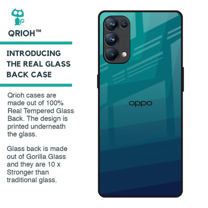 Green Triangle Pattern Glass Case for Oppo Reno5 Pro