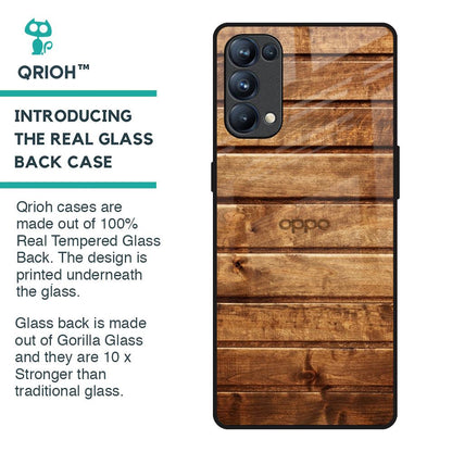 Wooden Planks Glass Case for Oppo Reno5 Pro