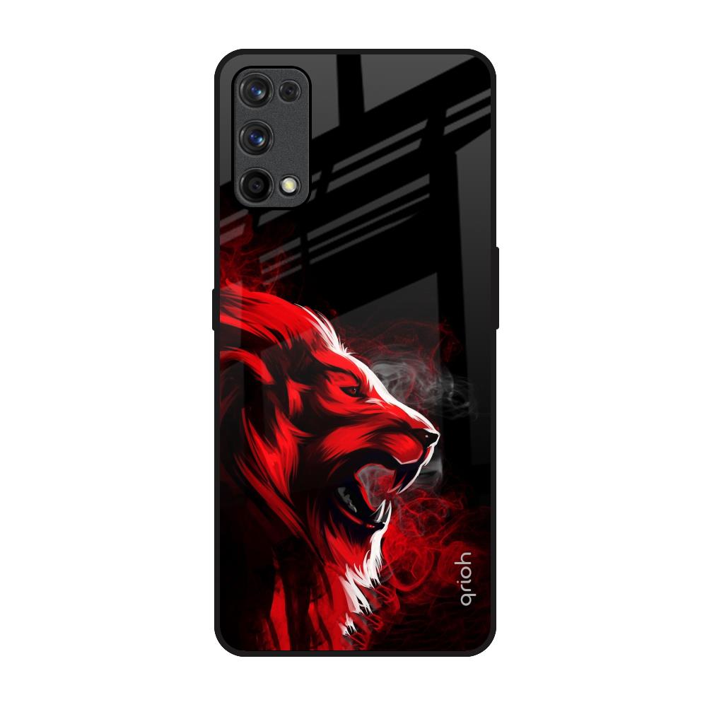 Red Angry Lion Realme X7 Pro Glass Back Cover Online