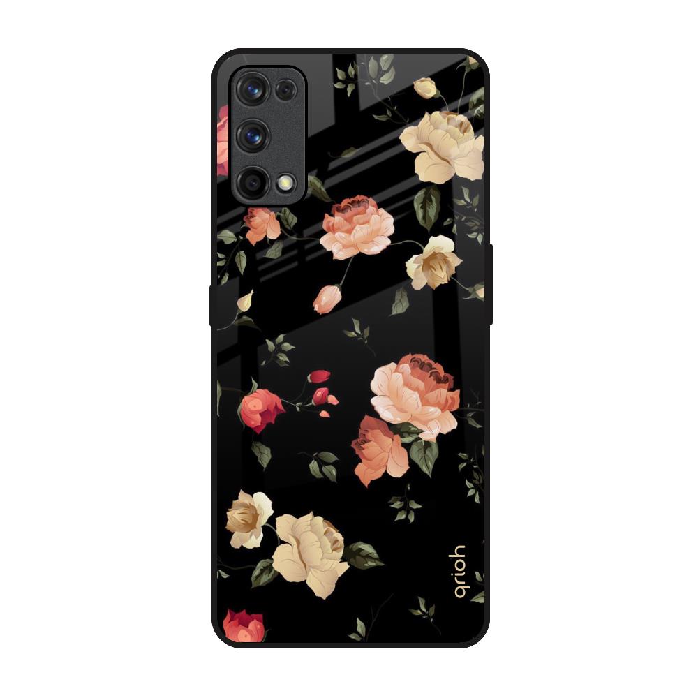 Black Spring Floral Realme X7 Pro Glass Back Cover Online