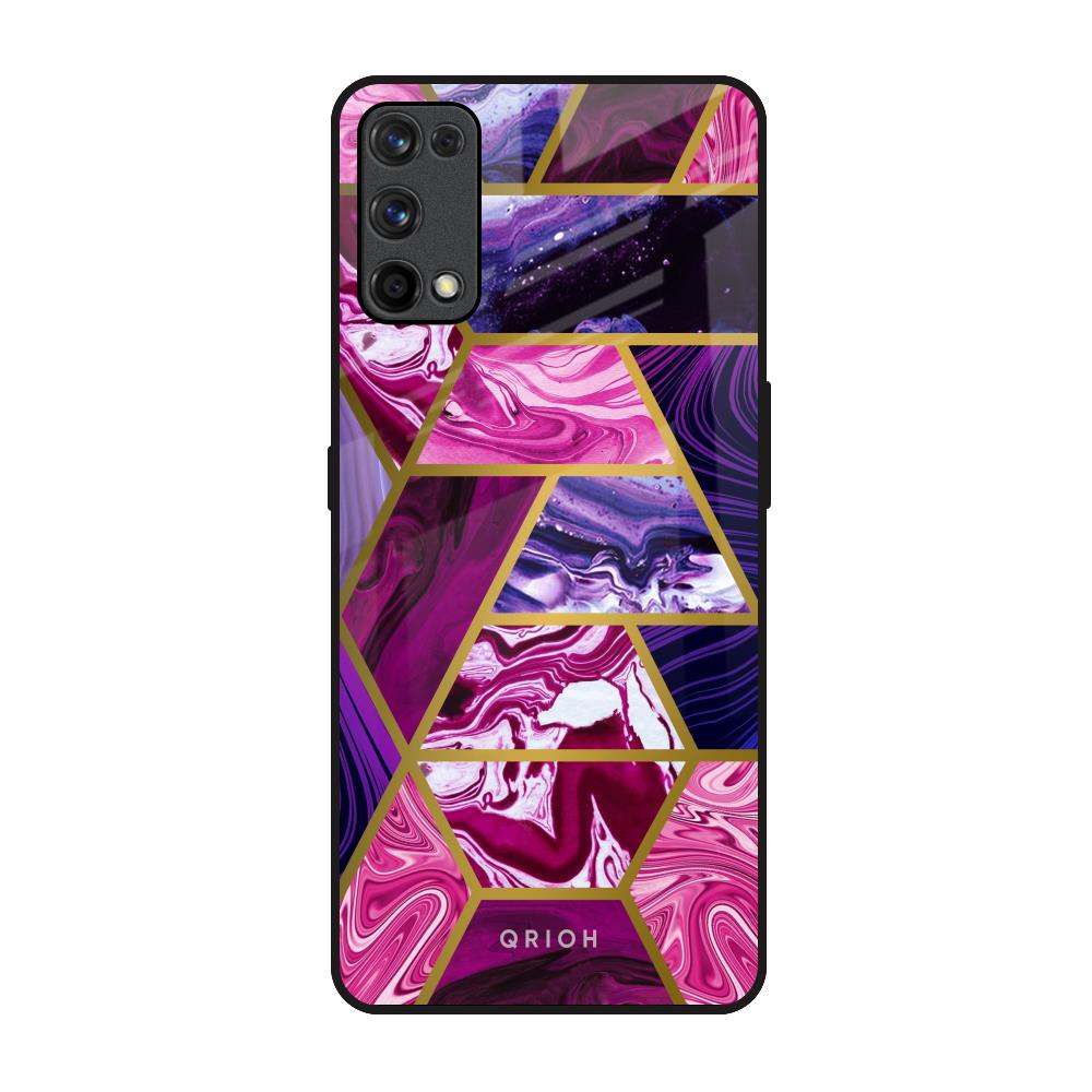 Electroplated Geometric Marble Realme X7 Pro Glass Back Cover Online