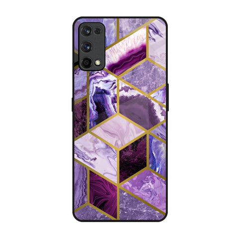 Purple Rhombus Marble Realme X7 Pro Glass Back Cover Online