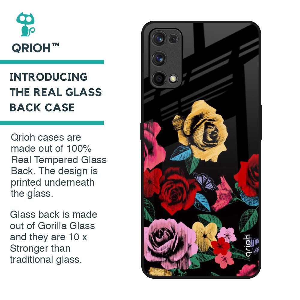 Floral Decorative Glass Case For Realme X7 Pro