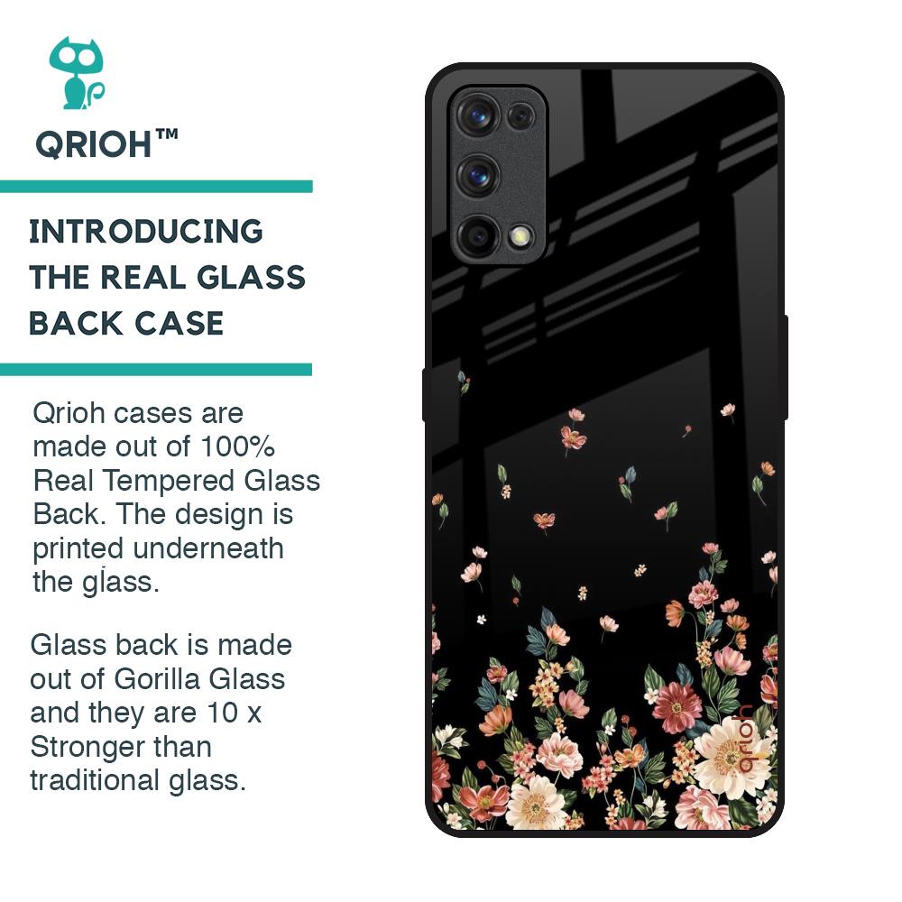 Floating Floral Print Glass Case for Realme X7 Pro