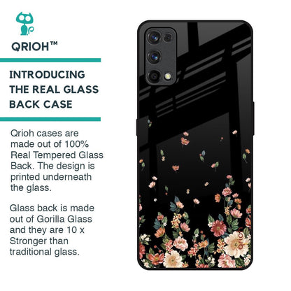Floating Floral Print Glass Case for Realme X7 Pro