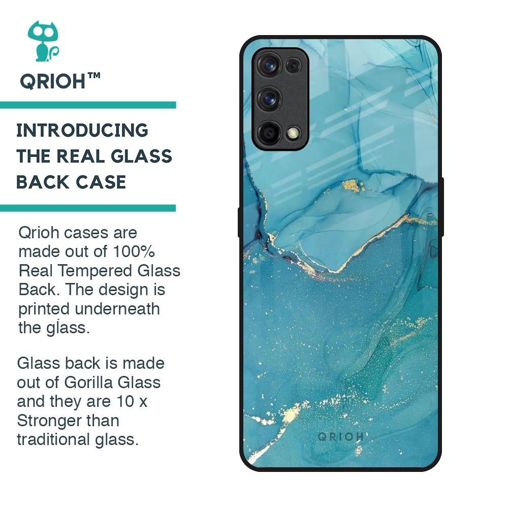 Blue Golden Glitter Glass Case for Realme X7 Pro