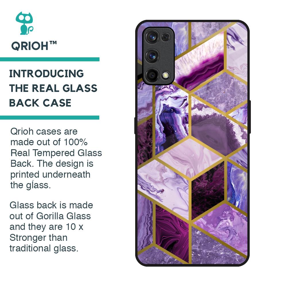 Purple Rhombus Marble Glass Case for Realme X7 Pro