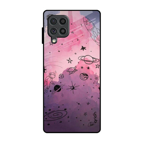 Space Doodles Samsung Galaxy F62 Glass Back Cover Online