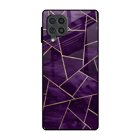 Geometric Purple Samsung Galaxy F62 Glass Back Cover Online