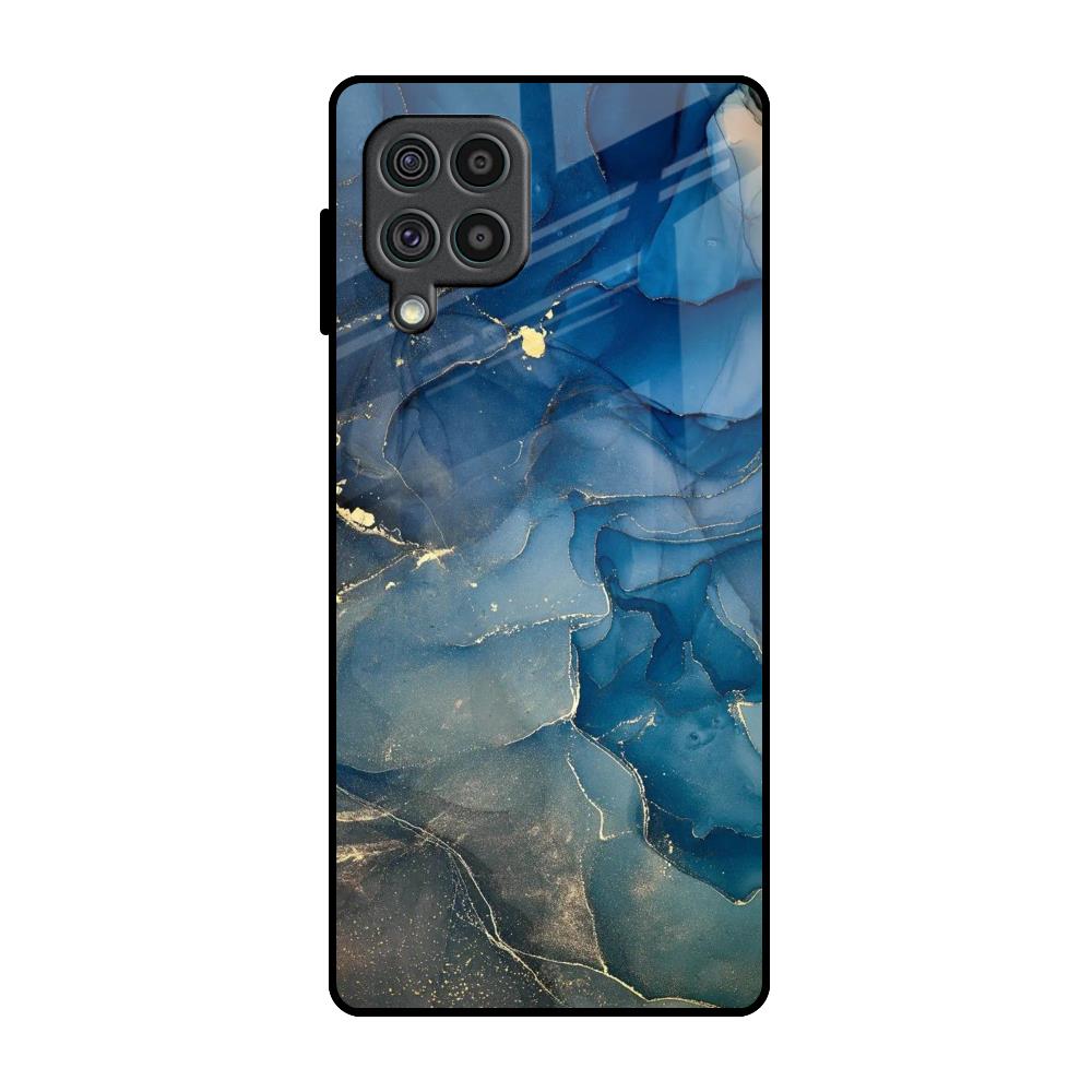 Blue Cool Marble Samsung Galaxy F62 Glass Back Cover Online