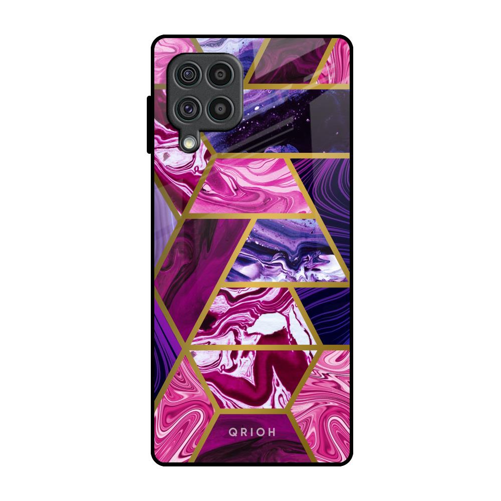 Electroplated Geometric Marble Samsung Galaxy F62 Glass Back Cover Online