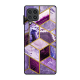 Purple Rhombus Marble Samsung Galaxy F62 Glass Back Cover Online