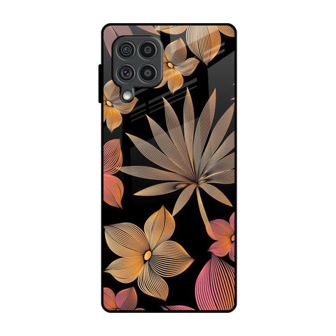 Lines Pattern Flowers Samsung Galaxy F62 Glass Back Cover Online