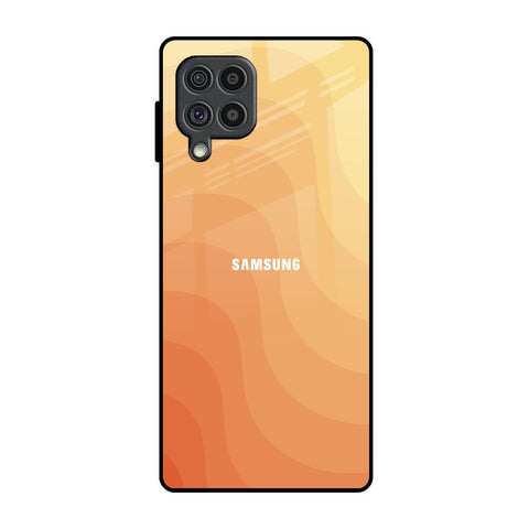 Orange Curve Pattern Samsung Galaxy F62 Glass Back Cover Online