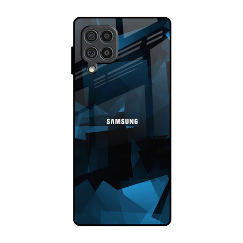 Polygonal Blue Box Samsung Galaxy F62 Glass Back Cover Online