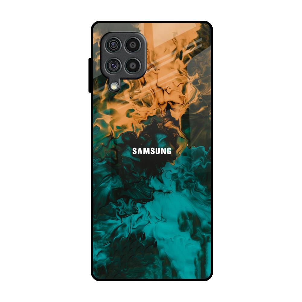 Watercolor Wave Samsung Galaxy F62 Glass Back Cover Online