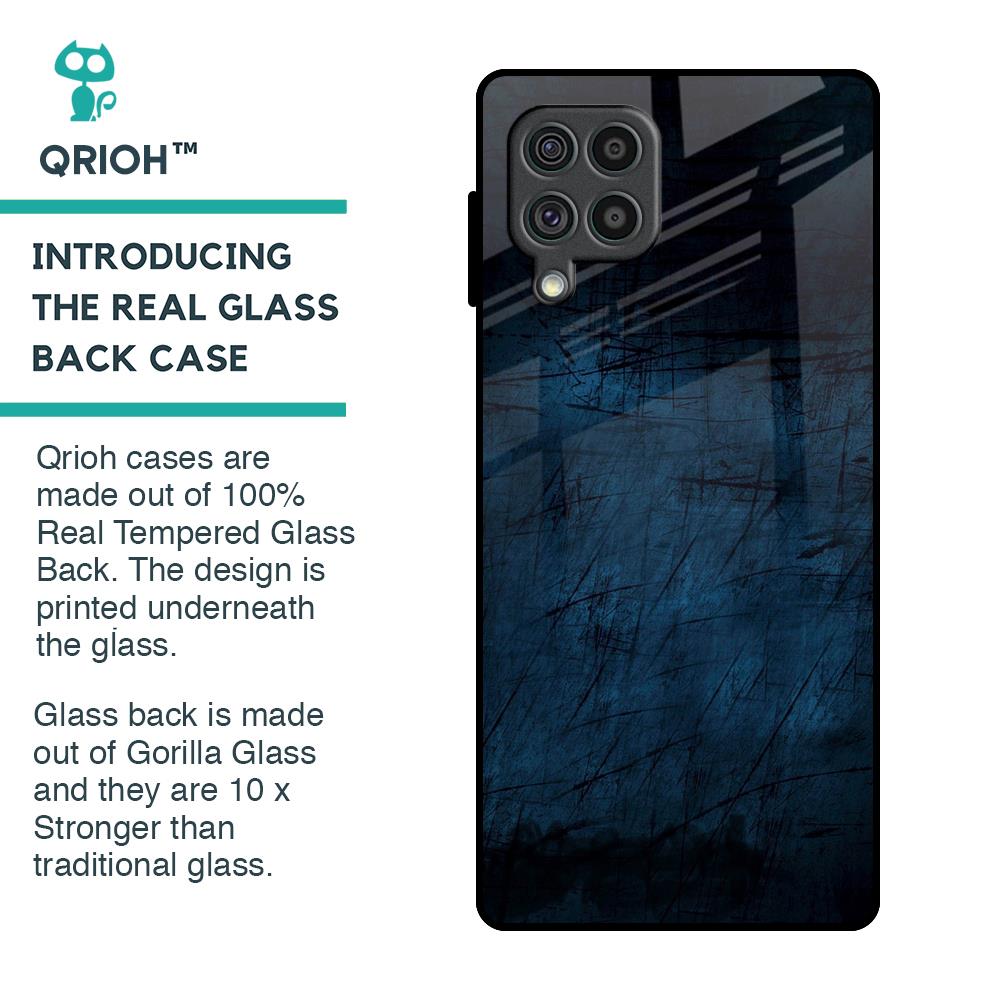 Dark Blue Grunge Glass Case for Samsung Galaxy F62
