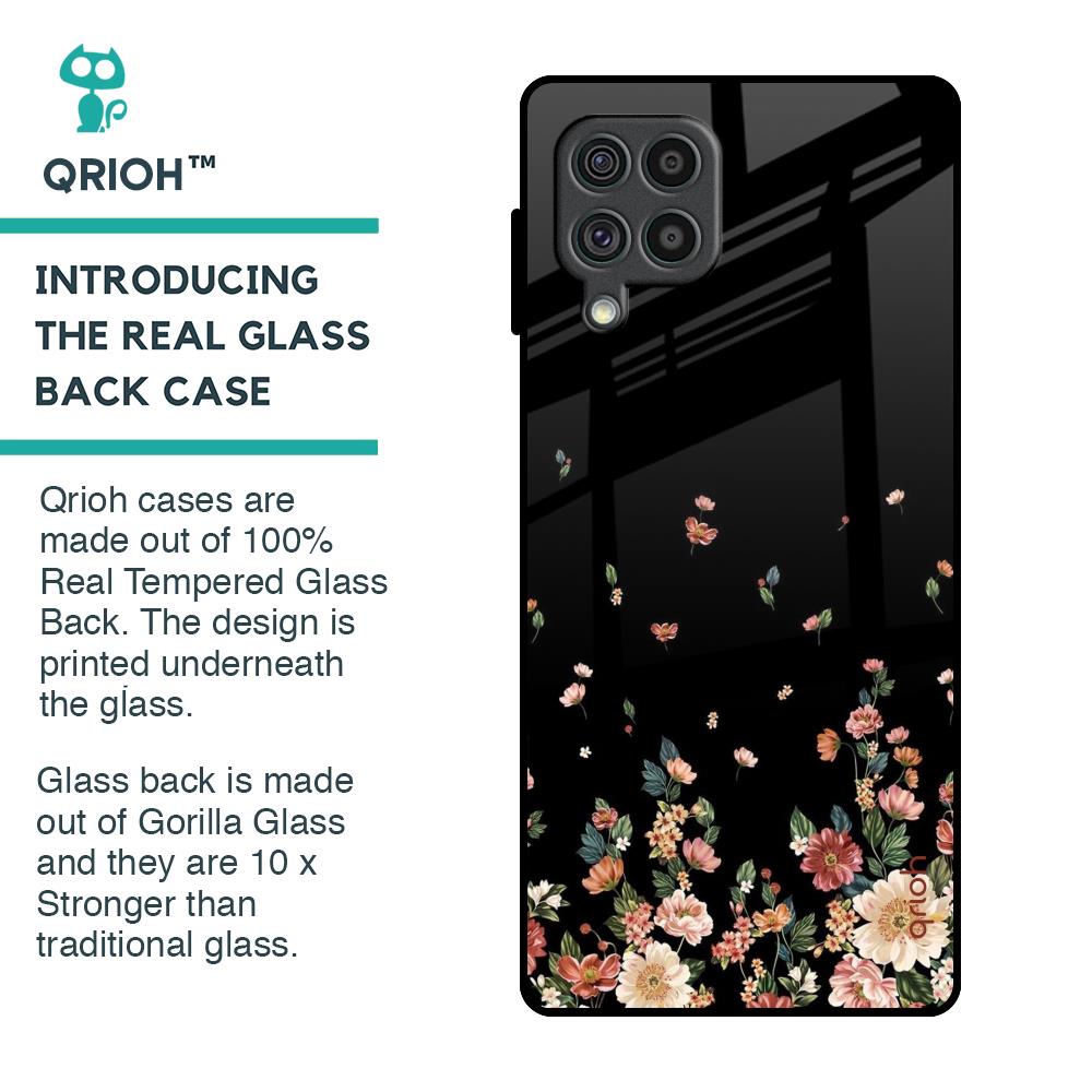 Floating Floral Print Glass Case for Samsung Galaxy F62