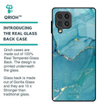 Blue Golden Glitter Glass Case for Samsung Galaxy F62