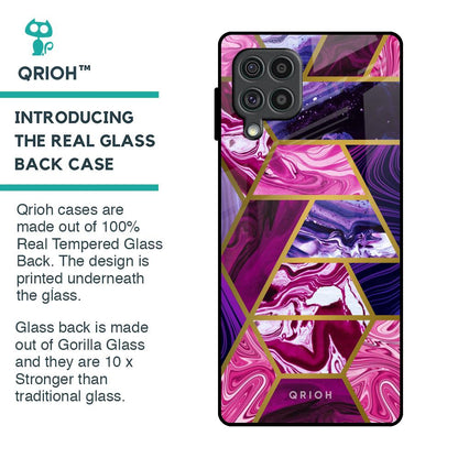 Electroplated Geometric Marble Glass Case for Samsung Galaxy F62