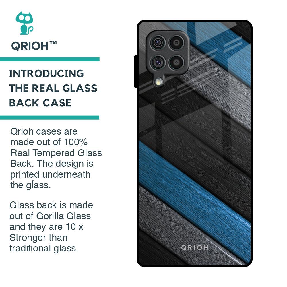 Multicolor Wooden Effect Glass Case for Samsung Galaxy F62