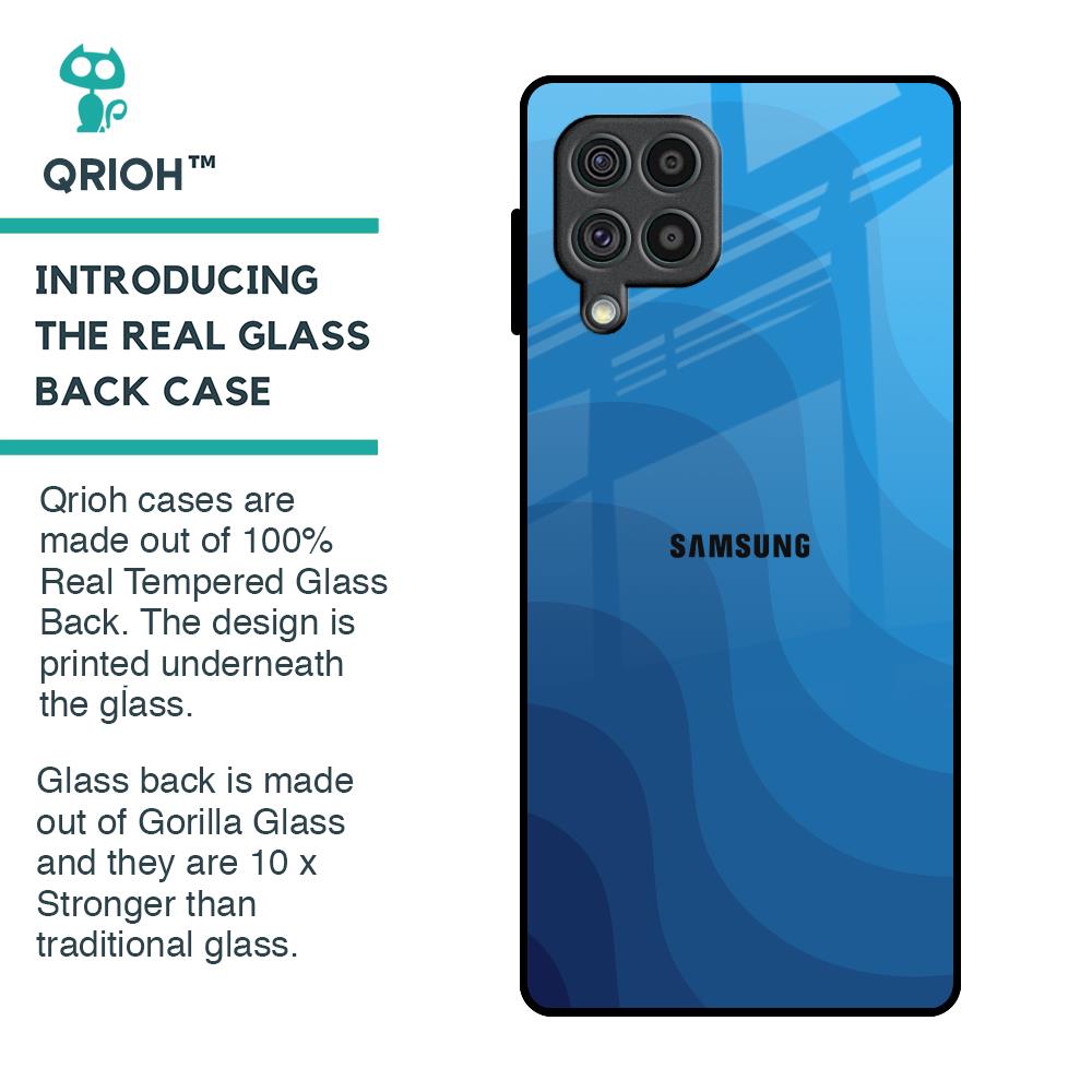 Blue Wave Abstract Glass Case for Samsung Galaxy F62