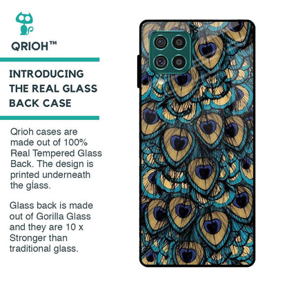 Peacock Feathers Glass case for Samsung Galaxy F62