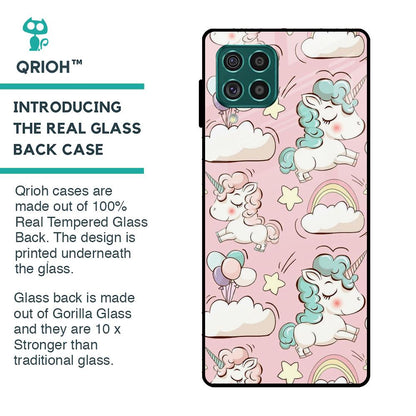 Balloon Unicorn Glass case for Samsung Galaxy F62