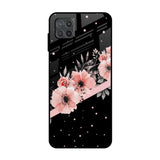 Floral Black Band Samsung Galaxy A12 Glass Back Cover Online
