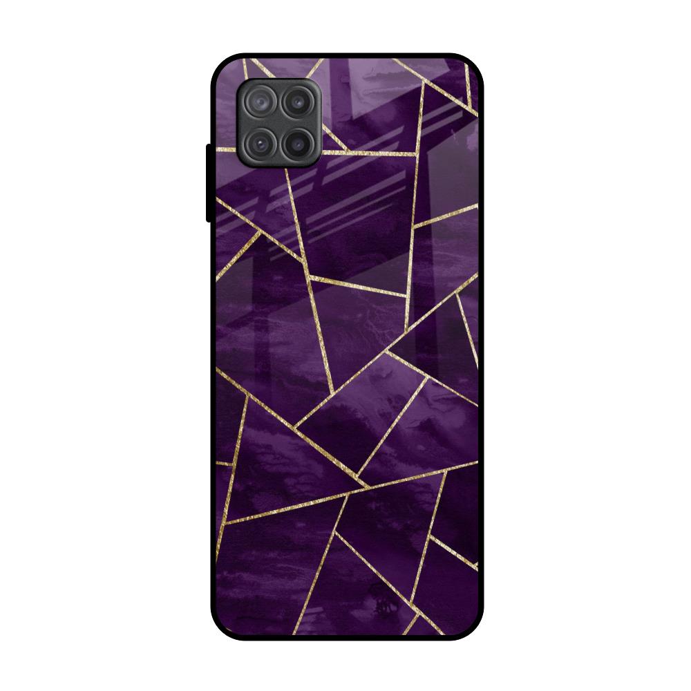 Geometric Purple Samsung Galaxy A12 Glass Back Cover Online