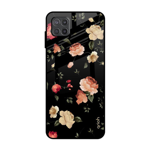 Black Spring Floral Samsung Galaxy A12 Glass Back Cover Online