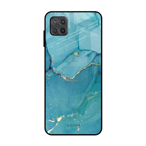 Blue Golden Glitter Samsung Galaxy A12 Glass Back Cover Online