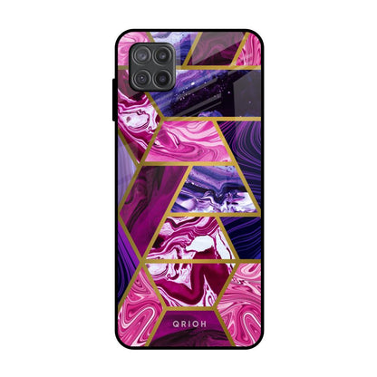 Electroplated Geometric Marble Samsung Galaxy A12 Glass Back Cover Online