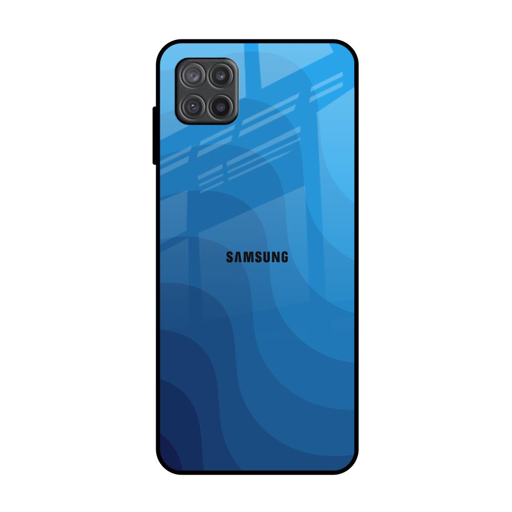 Blue Wave Abstract Samsung Galaxy A12 Glass Back Cover Online