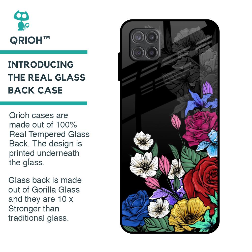 Rose Flower Bunch Art Glass Case for Samsung Galaxy A12
