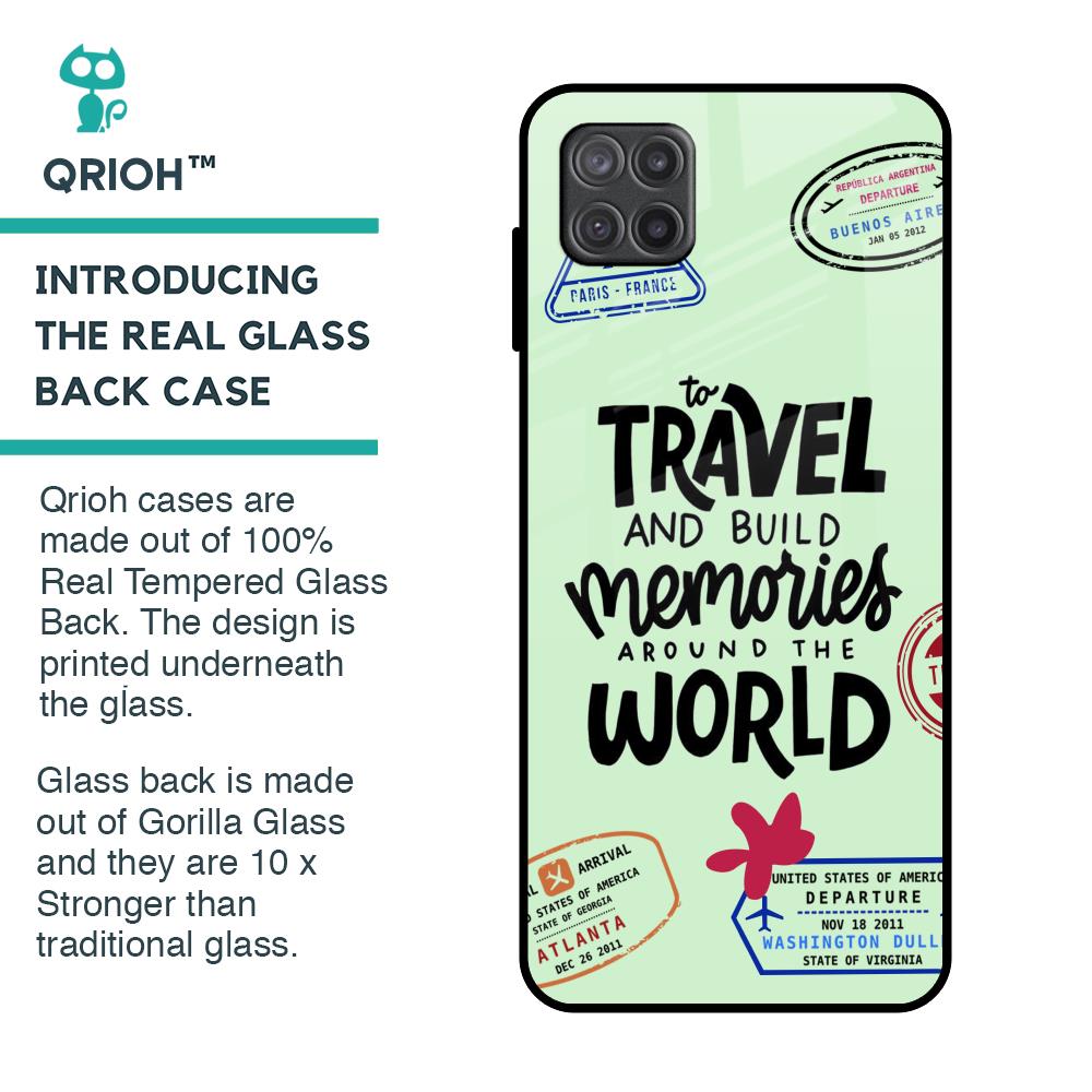 Travel Stamps Glass Case for Samsung Galaxy A12