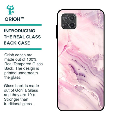 Diamond Pink Gradient Glass Case For Samsung Galaxy A12