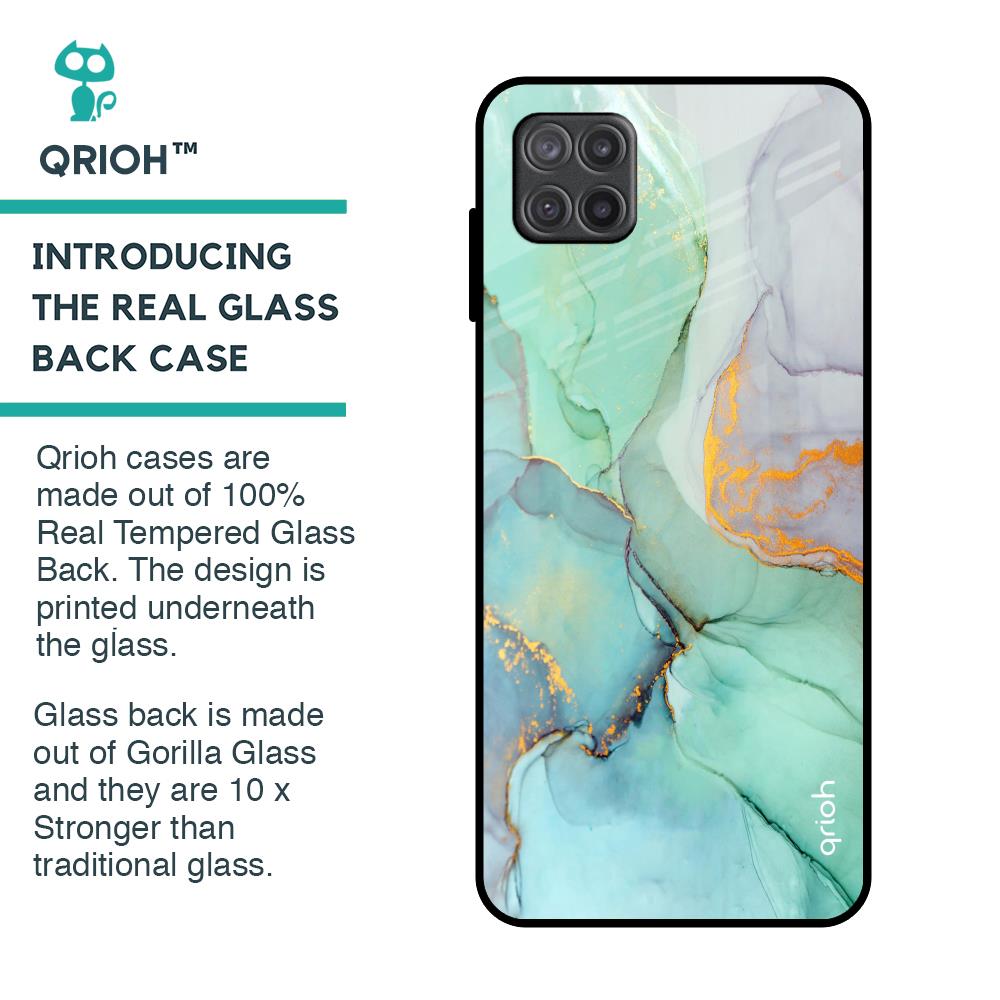 Green Marble Glass Case for Samsung Galaxy A12