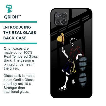 Luffy Line Art Glass Case for Samsung Galaxy A12