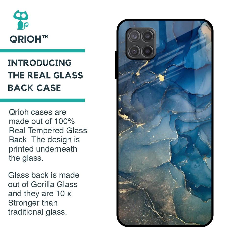 Blue Cool Marble Glass Case for Samsung Galaxy A12