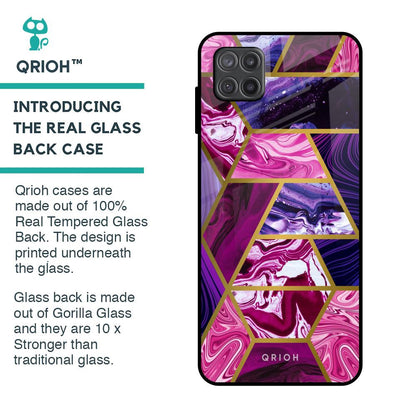 Electroplated Geometric Marble Glass Case for Samsung Galaxy A12