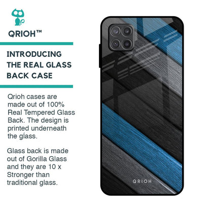 Multicolor Wooden Effect Glass Case for Samsung Galaxy A12