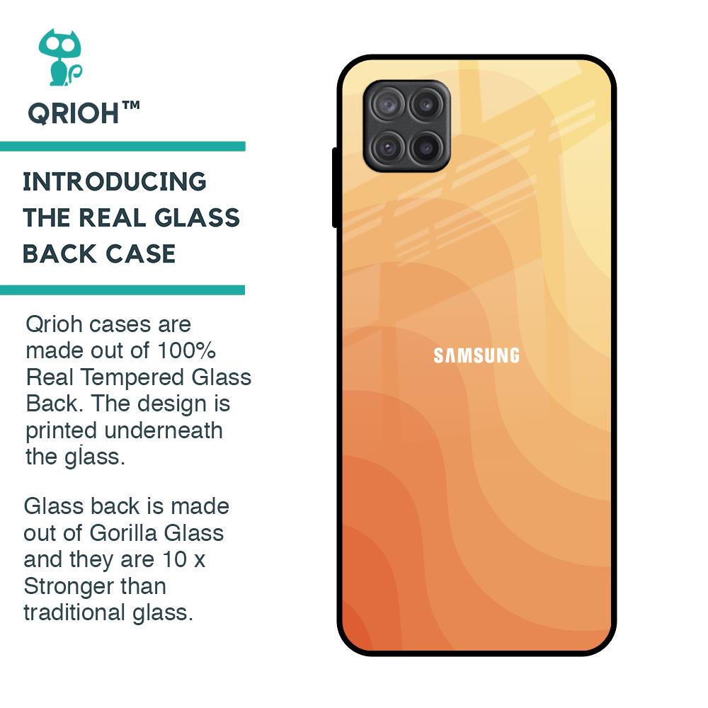Orange Curve Pattern Glass Case for Samsung Galaxy A12