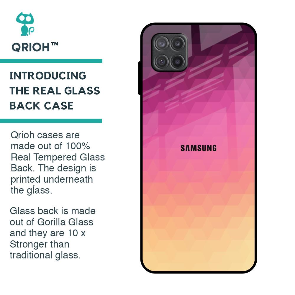 Geometric Pink Diamond Glass Case for Samsung Galaxy A12