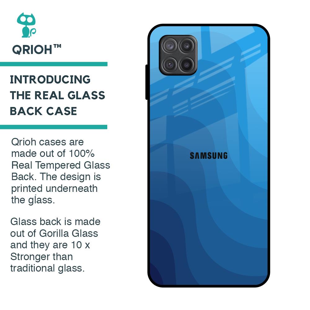 Blue Wave Abstract Glass Case for Samsung Galaxy A12