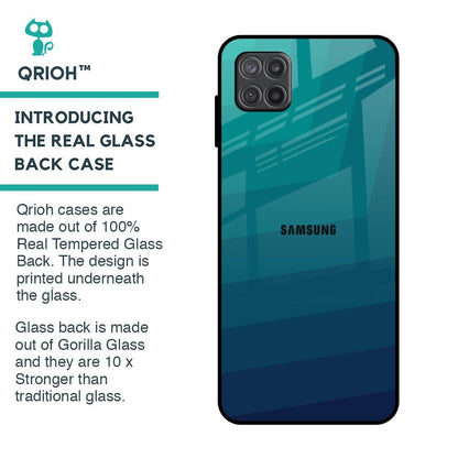 Green Triangle Pattern Glass Case for Samsung Galaxy A12